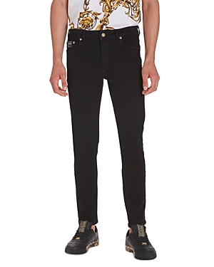 Versace Jeans Couture Embroidered Skinny Jeans in Black Black