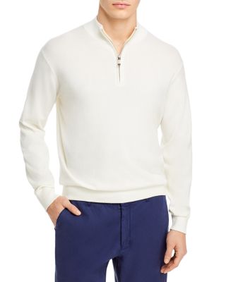 Peter Millar Crest Quarter Zip Pullover Sweater In Summer Ivory