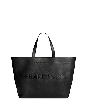 Gerard Darel Lolita Leather Shopping Tote In Black/gold