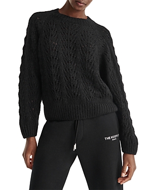 The Kooples Pointelle Knit Sweater In Black