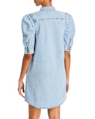 FRAME Rosette Puff Sleeve Denim Shirt Dress | Bloomingdale's