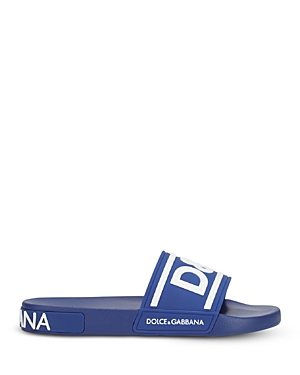 Dolce & Gabbana Logo-print Detail Pool Slides In Blue/white