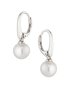 Nadri Cultured Genuine Freshwater Pearl Small Drop Earrings In Rhodium