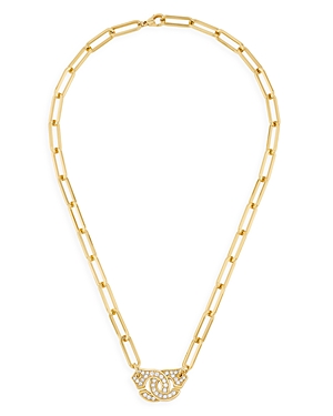 Shop Dinh Van 18k Yellow Gold Menottes Diamond Pave Interlocking Ring Pendant Necklace, 17.7