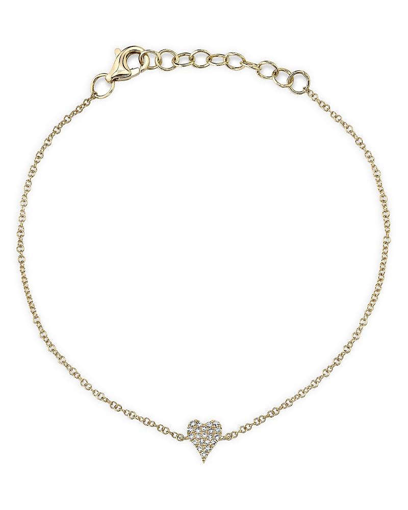 Moon & Meadow 14K Yellow Gold Diamond Pave Heart chain Bracelet - Exclusive