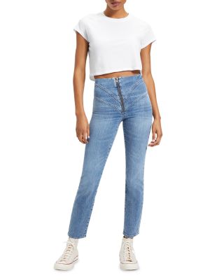 Good American Corset Good Classic High Rise Straight Leg Jeans in