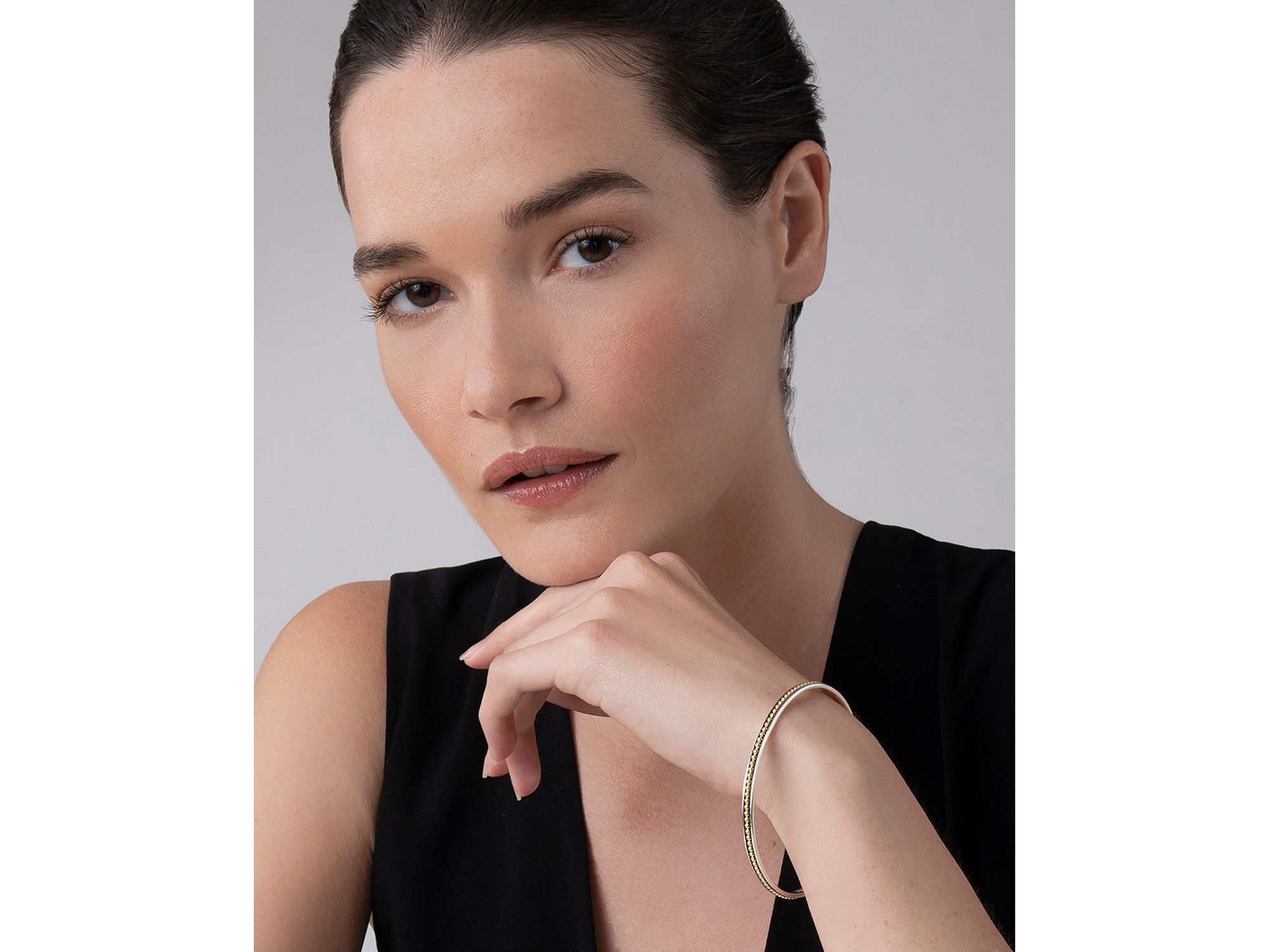 18K Gold and Sterling Silver Enso Bangle Bracelet — Image 4