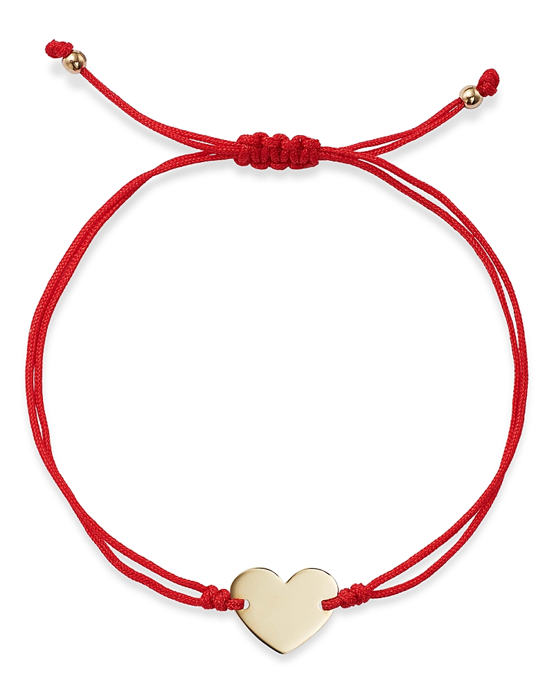 Moon & Meadow 14k Yellow Gold Polished Heart Cord Bolo Bracelet - Exclusive In Red