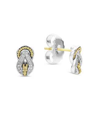 18K Yellow Gold & Sterling Silver Newport Diamond Knot Stud Earrings