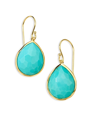 Shop Ippolita 18k Yellow Gold Rock Candy Turquoise Pear Drop Earrings In Turquoise/gold