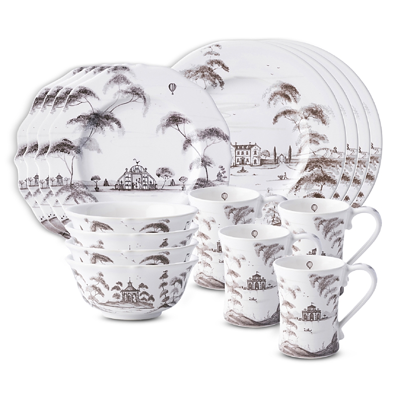 Juliska Country Estate 16 Piece Dinnerware Set, Service For 4 In Flint Grey