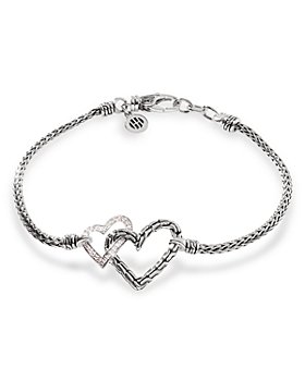 JOHN HARDY - Sterling Silver Classic Chain Manah Diamond Pavé Double Heart Chain Bracelet