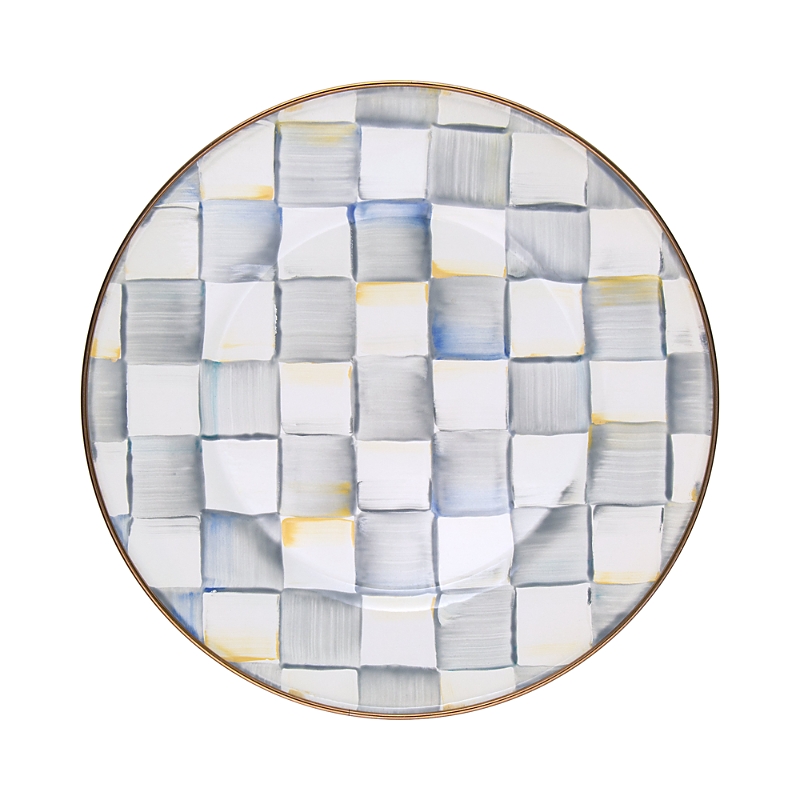 Shop Mackenzie-childs Sterling Check Enamel Dinner Plate In Multi