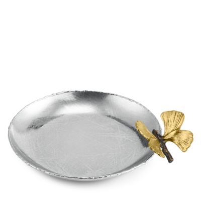 Butterfly Ginkgo Round Trinket Tray