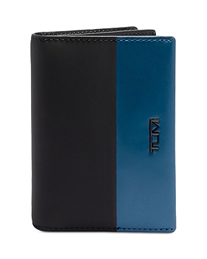 TUMI NASSAU LEATHER COLOR BLOCKED GUSSETED CARD CASE