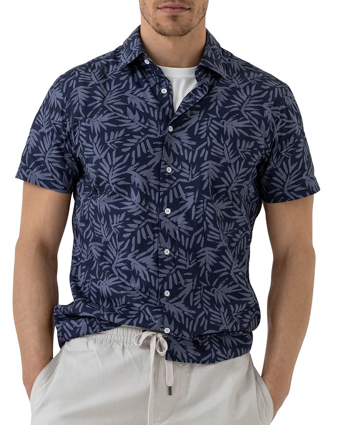 Bloomingdales Men Clothing Shirts Short sleeved Shirts Casual Fit Short Sleeve Leaf Print Shirt 