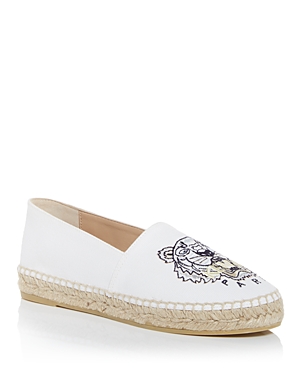 Kenzo Women's Tiger Embroidered Espadrille Flats In White
