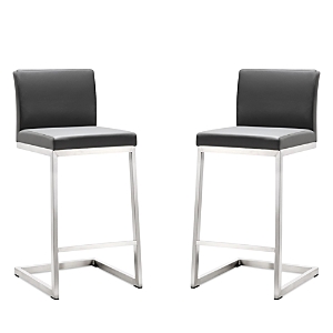 Tov Furniture Parma Stainless Steel Counter Stool, Set Of 2 In Gray