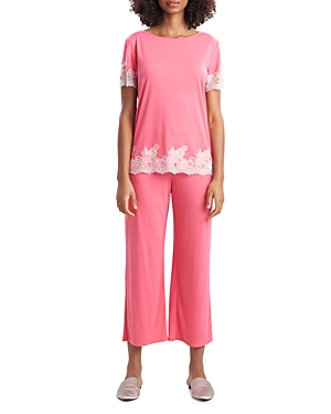 Natori Luxe Shangri-la Short Sleeve Pajamas Set Basics In Sunset Pink
