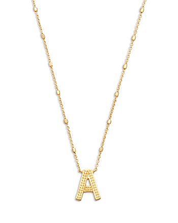 Kendra Scott - Letter A Adjustable Pendant Necklace in 14K Gold Plated, 19"