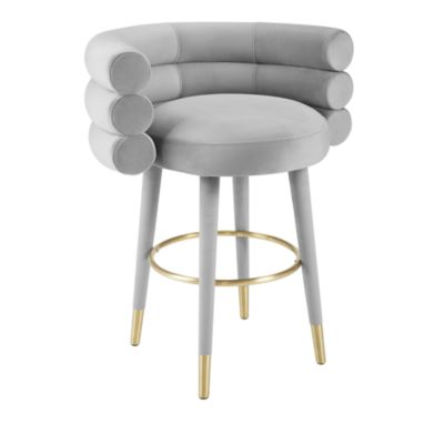 TOV Furniture - Betty Velvet Counter Stool in Grey