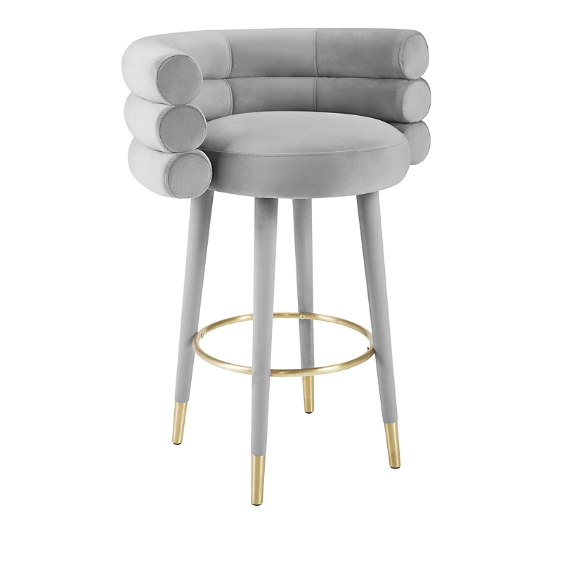 Tov Furniture Betty Velvet Barstool in Grey