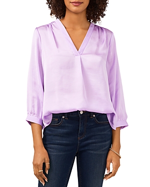 Vince Camuto V Neck Blouse In Soft Iris
