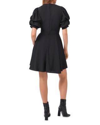 Bubble Sleeve V Neck Dress