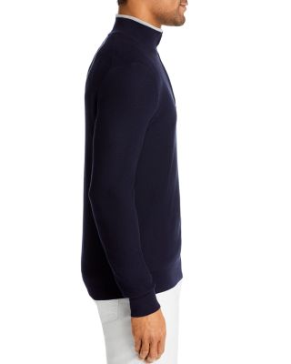 Cotton Tipped Textured Birdseye Half Zip Sweater - Exclusive