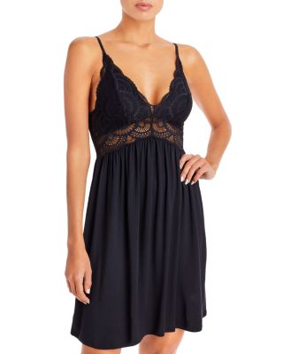 Eberjey Marry Me Mademoiselle Stretch-jersey And Lace Chemise In Black