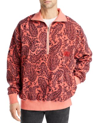 Aries Cotton Reverse Fleece Paisley Regular Fit Half Zip