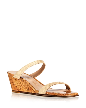 Stuart Weitzman Women's Aleena Square Toe Wedge Slide Sandals In Wheat