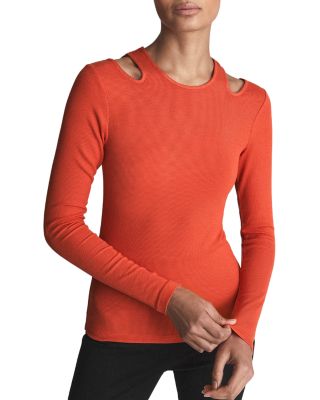 REISS - Laurel Ribbed Cutout Top