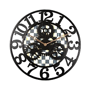 Mackenzie-childs Courtly Check Small Farmhouse Wall Clock In Black
