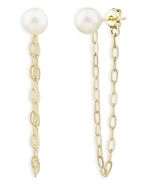 Bloomingdale's Cultured Freshwater Pearl Paperclip Link Chain Drop Earrings In 14k Yellow Gold - 100% Exclusive