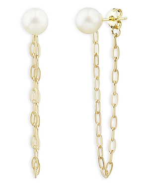 Bloomingdale's Fine Collection Cultured Freshwater Pearl Paperclip Link Chain Drop Earrings In 14k Yellow Gold - 10 In Gold
