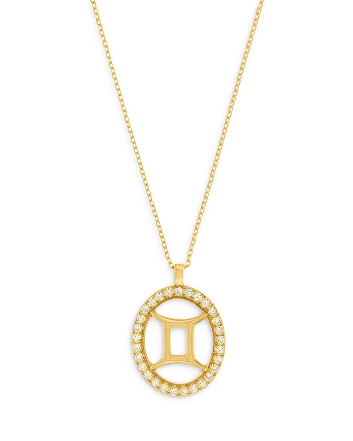 Bloomingdale s Diamond Gemini Pendant Necklace in 14K Yellow Gold