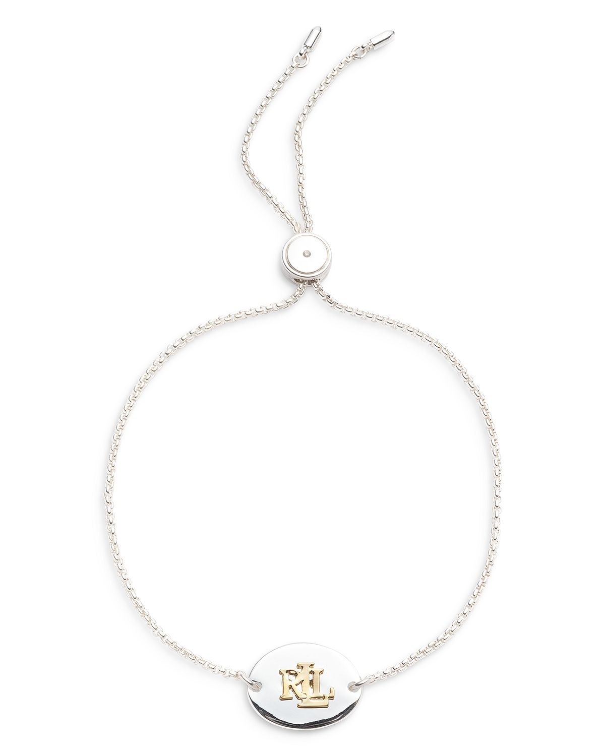 Photo 1 of Lauren Ralph Lauren Oval Slider Bracelet, Two-Tone Logo Bolo Bracelet