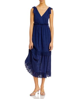 AQUA Smocked Eyelet Midi Dress - 100% Exclusive | Bloomingdale's