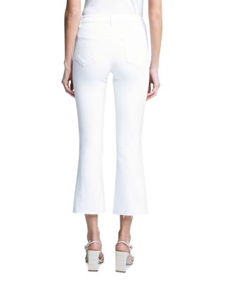 Kendra Mid Rise Crop Flare Jeans in Blanc