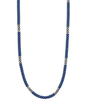 Lagos Sterling Silver Blue Ceramic Bead Collar Necklace, 18 In Blue/silver