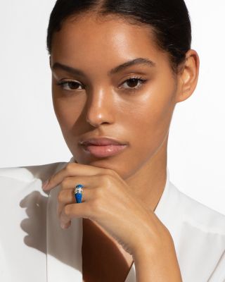 Sterling Silver Diamond & Ceramic Bead Ring