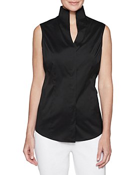 TOP LEGGING Women's Business Casual Sleeveless Stretchy Button Down Collar Blouse Shirts 