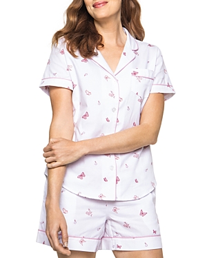 Shop Petite Plume Butterfly Classic Shorts Pajama Set In White