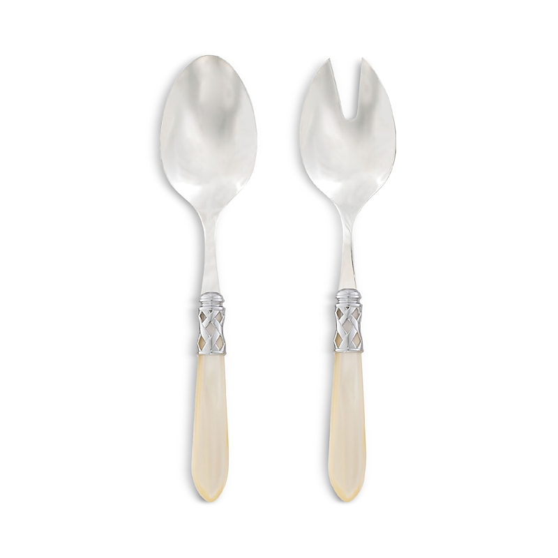 Vietri Aladdin Brilliant Salad Server Set In Brilliant Ivory