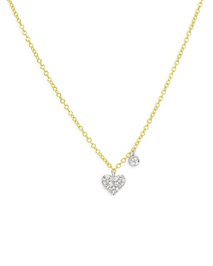 Meira T 14k Yellow Gold Diamond Heart Pendant Necklace, 18 In White/gold