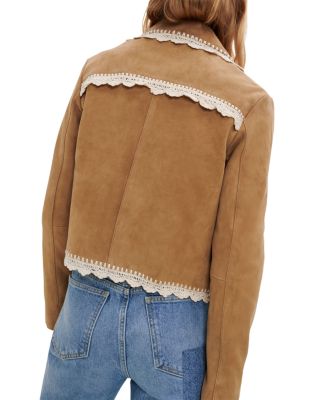 Maje Bicoti Crochet Trim Suede Jacket | Bloomingdale's