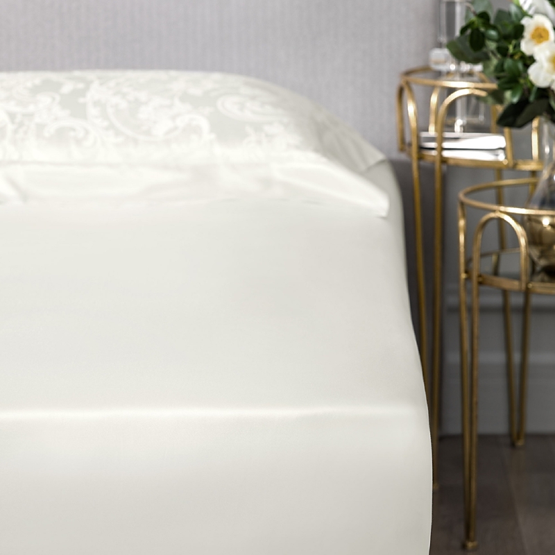 Togas House Of Textiles Lara Silk Fitted Sheet, Queen - Exclusive In White