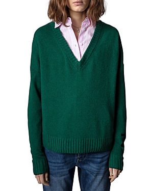 ZADIG & VOLTAIRE ROSY CASHMERE & WOOL V NECK SWEATER