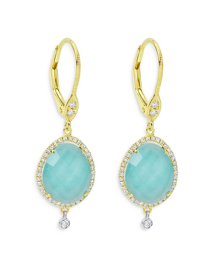 Meira T 14K White Yellow Gold Turquoise Diamond Leverback Drop
